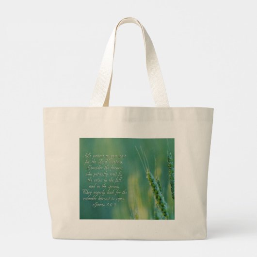 James 5:6-8 DoorzettingsInspirerend Grote Tote Bag (Achterkant)