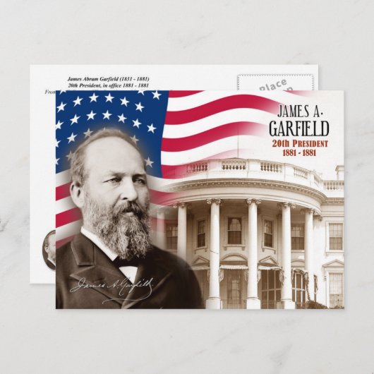 James A. Garfield - 20e President van de VS Briefkaart (Voorkant / Achterkant)