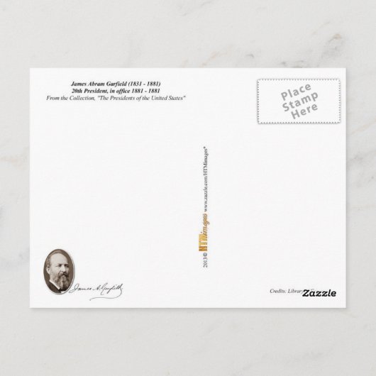 James A. Garfield - 20e President van de VS Briefkaart (Achterkant)
