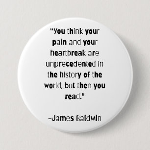 James Baldwin bij het lezen van citaatpagina Ronde Button 7,6 Cm