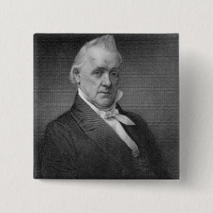 James Buchanan, gegraveerd door Henry Bryan Hall ( Vierkante Button 5,1 Cm