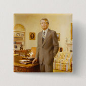 James Carter White House Presidential Portret Vierkante Button 5,1 Cm (Voorkant)