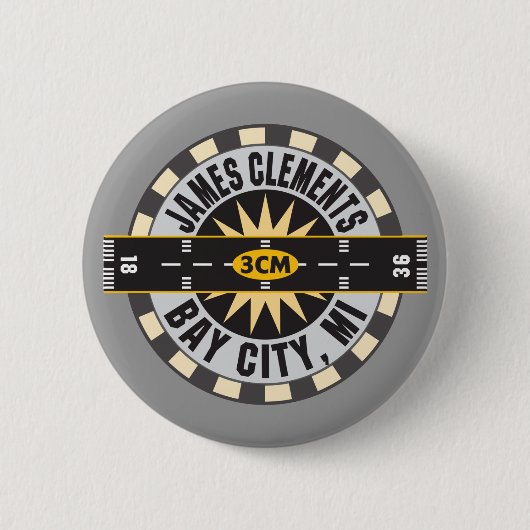James Clements Airport Bay City MI 3CM Ronde Button 5,7 Cm (Voorkant)
