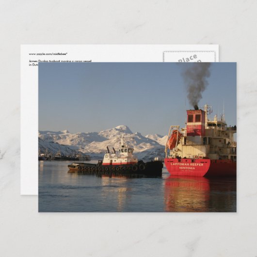 James Dunlap Tugboot in de Nederlandse haven Aankondigingskaart (Voorkant / Achterkant)