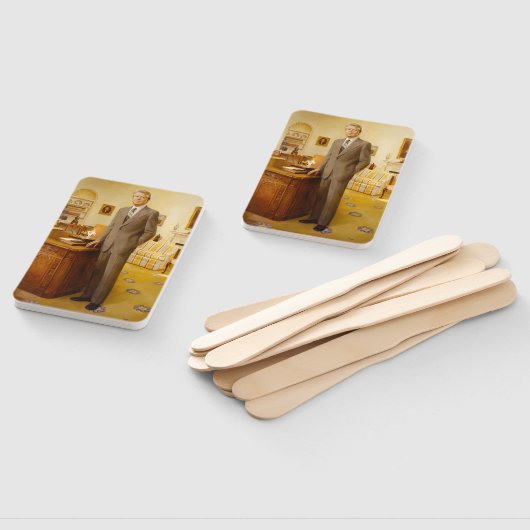 James Earl Carter schilderde een Amerikaans Presid Handwaaier (Niet-gemonteerd)