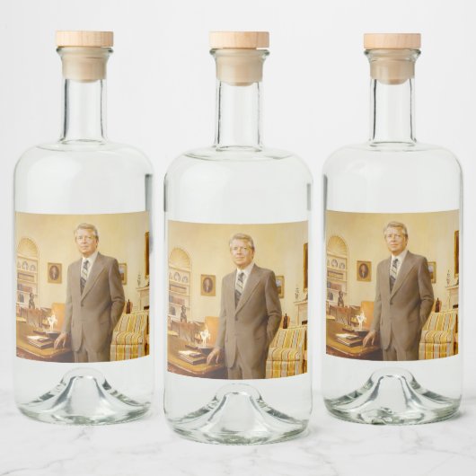 James Earl Carter schilderde een Amerikaans Presid Likeurfles Etiket (Flessen)