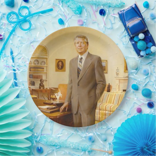 James Earl Carter schilderde een Amerikaans Presid Papieren Bordje (Feest)