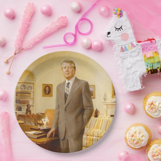 James Earl Carter schilderde een Amerikaans Presid Papieren Bordje (Feest)