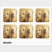 James Earl Carter schilderde een Amerikaans Presid Vierkante Sticker (Vel)