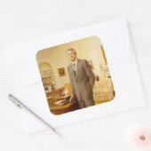 James Earl Carter schilderde een Amerikaans Presid Vierkante Sticker (Envelop)