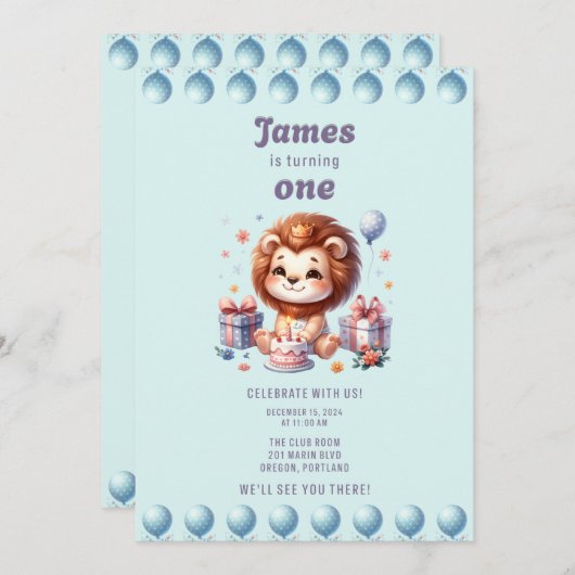 James' Eerste Verjaardag Kaart (Voorkant / Achterkant)