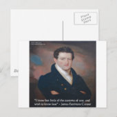 James Fenimore Cooper Oorlogsquote Briefkaart (Voorkant / Achterkant)