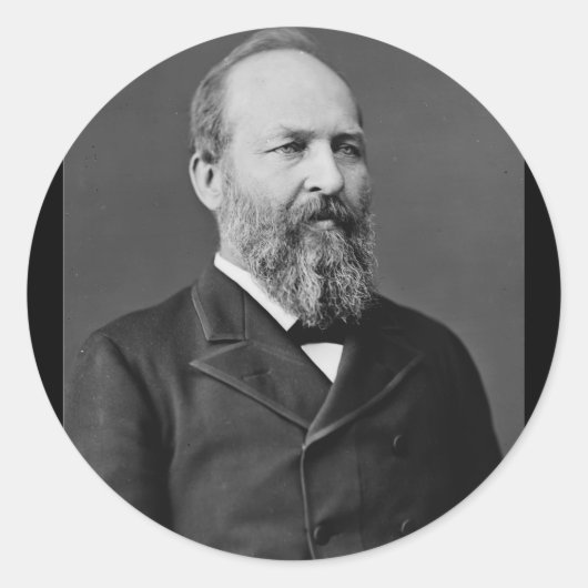 James Garfield 20 Ronde Sticker (Voorkant)