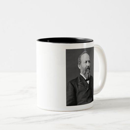 James Garfield 20th President Tweekleurige Koffiemok (Voorkant rechts)