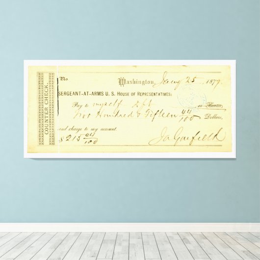 James Garfield Ondertekende controle vanaf 25 janu Canvas Afdruk (Insitu (Houten vloer))