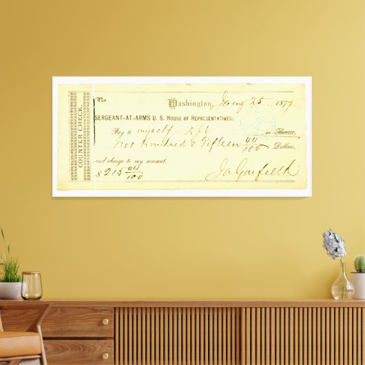 James Garfield Ondertekende controle vanaf 25 janu Canvas Afdruk (Insitu (Woonkamer))