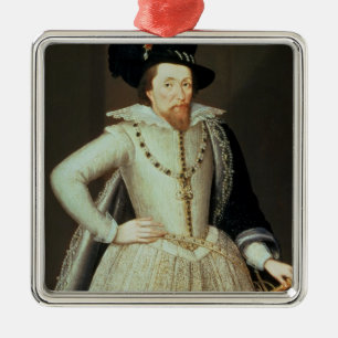 James I, halve lengte portret Metalen Ornament