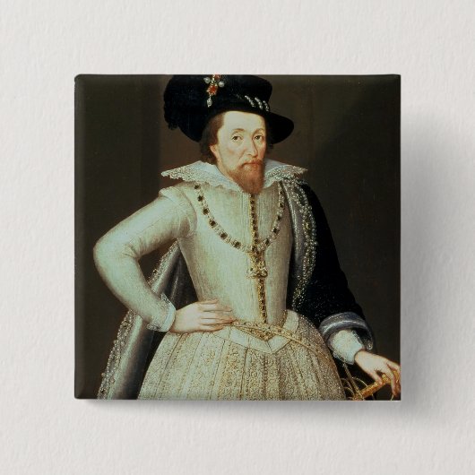 James I, halve lengte portret Vierkante Button 5,1 Cm (Voorkant)