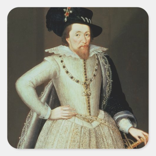 James I, halve lengte portret Vierkante Sticker (Voorkant)