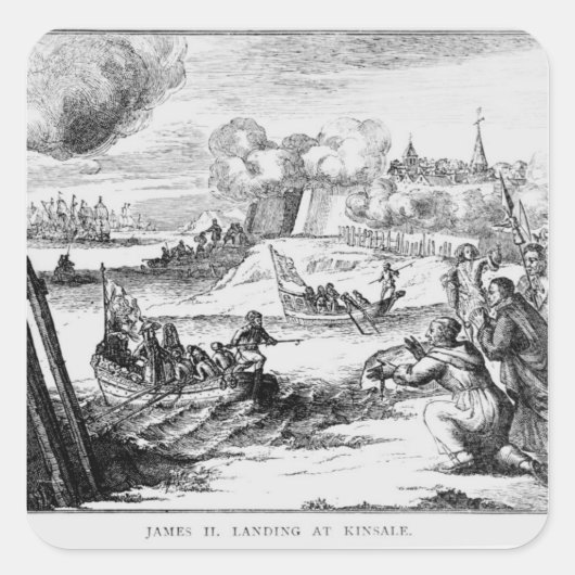 James II Landing te Kinsale, 12 maart 1689 Vierkante Sticker (Voorkant)