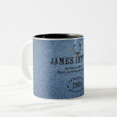 James Intveld Blue Denim Mug  Tweekleurige Koffiemok (Voorkant links)