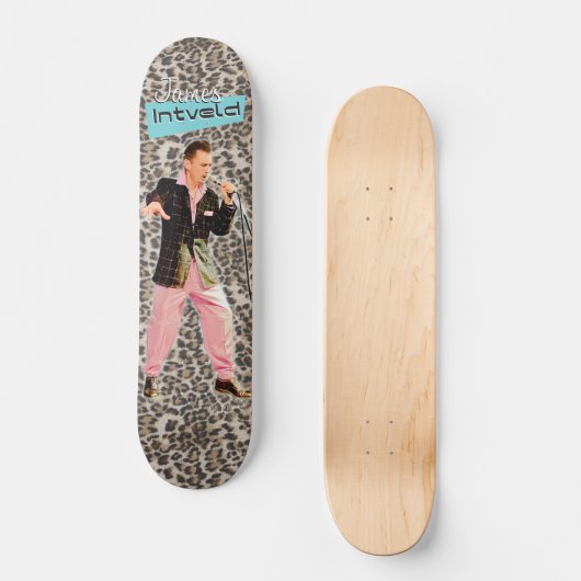 James Intveld Rockabilly Leopard Persoonlijk Skateboard (Voorkant)