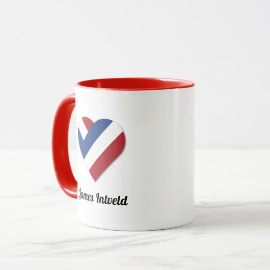 James Intveld with Netherlands Heart Flag Mok (Voorkant links)