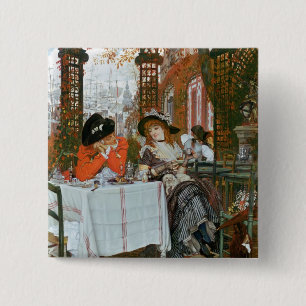 James Jacques Joseph Tissot   A Luncheon Vierkante Button 5,1 Cm