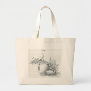 James Johonnot - Flamingo en Nest Grote Tote Bag