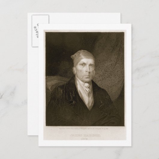 James Madison 82 jaar oud, gegraveerd door Thomas  Briefkaart (Voorkant / Achterkant)