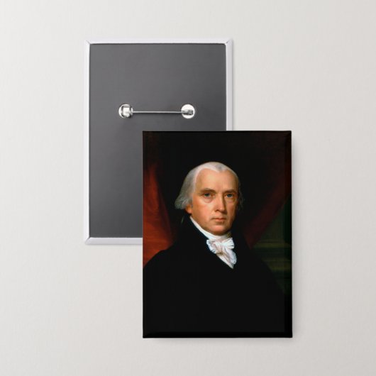 James Madison de 4e president: Koloniaal Amerika Button (Voorkant / Achterkant)