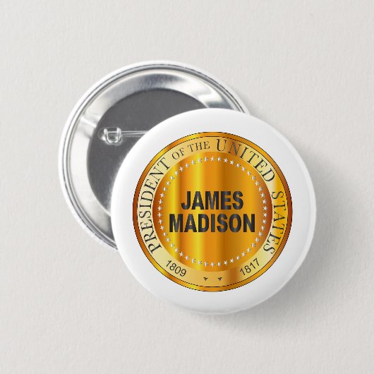 James Madison Gold Metal Stamp Ronde Button 5,7 Cm (Voorkant /achterkant)
