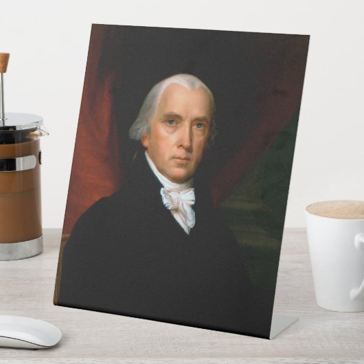 James Madison, het vierde President: koloniaal Ame Reclamebord Met Voetstuk (Insitu)