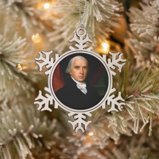 James Madison, het vierde President: koloniaal Ame Tin Sneeuwvlok Ornament (Boom)