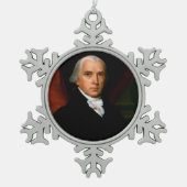 James Madison, het vierde President: koloniaal Ame Tin Sneeuwvlok Ornament (Voorkant)