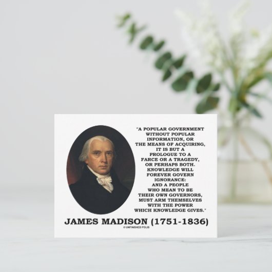 James Madison Knowledge Forever Governance Ignoran Briefkaart (Staand voorkant)