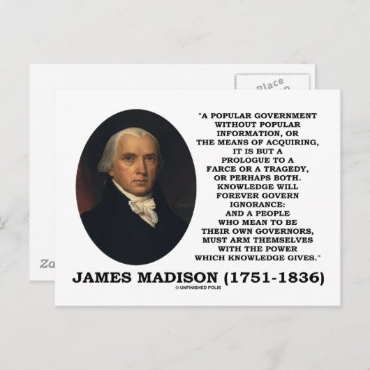 James Madison Knowledge Forever Governance Ignoran Briefkaart (Voorkant / Achterkant)