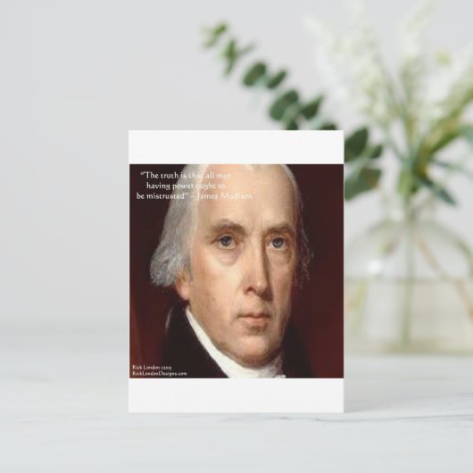James Madison "Mistrust Power" Wisdom Quote Briefkaart (Staand voorkant)
