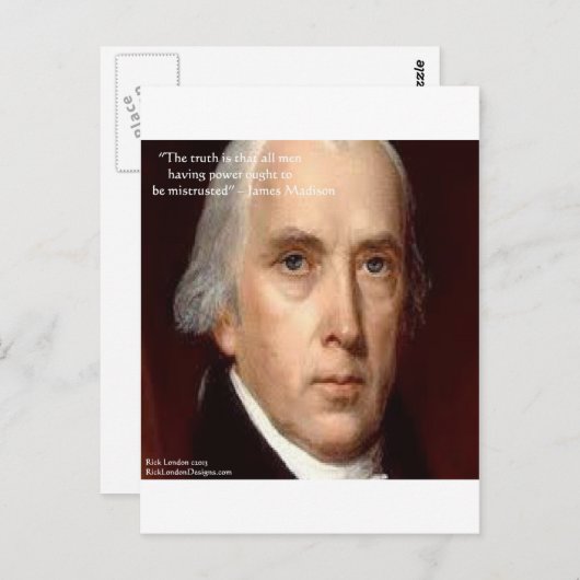 James Madison "Mistrust Power" Wisdom Quote Briefkaart (Voorkant / Achterkant)