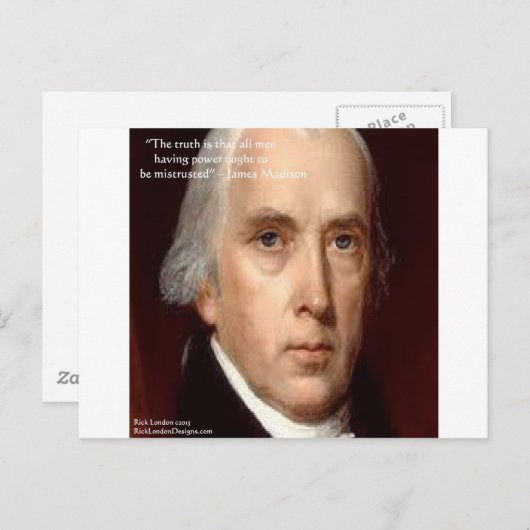 James Madison "Mistrust Power" Wisdom Quote Briefkaart (Voorkant / Achterkant)
