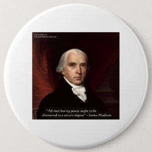 James Madison "Oorlog & Vrijheid" Wijsheid Citaat Ronde Button 6,0 Cm
