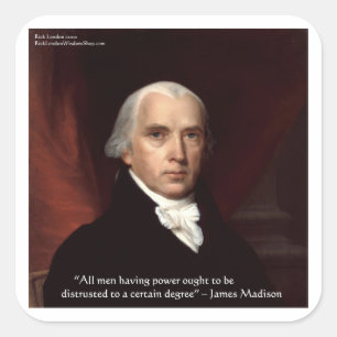 James Madison "Oorlog & Vrijheid" Wijsheid Citaat  Vierkante Sticker