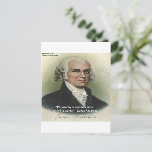 James Madison "Philosophy/Common Sense" Citaat Briefkaart (Staand voorkant)