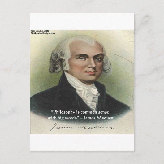 James Madison "Philosophy/Common Sense" Citaat Briefkaart (Voorkant)