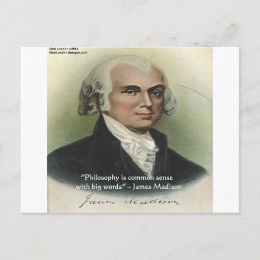 James Madison "Philosophy/Common Sense" Citaat Briefkaart (Voorkant)