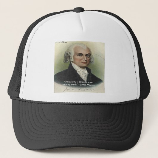 James Madison "Philosophy/Common Sense" Citaat Trucker Pet (Voorkant)