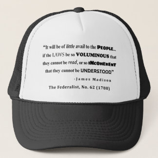 James Madison Quote van The Federalist, nr. 62 Trucker Pet