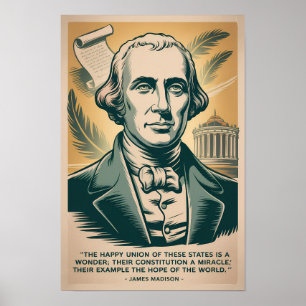 James Madison vierde president illustratie retro Poster