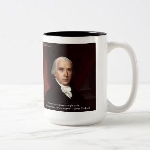 James Madison "Wantrouw Macht" Wijsheid Citaat Cad Tweekleurige Koffiemok