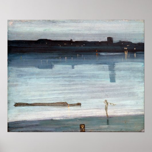 James McNeil Whisler Nocturne in Blue en Silver Poster (Voorkant)